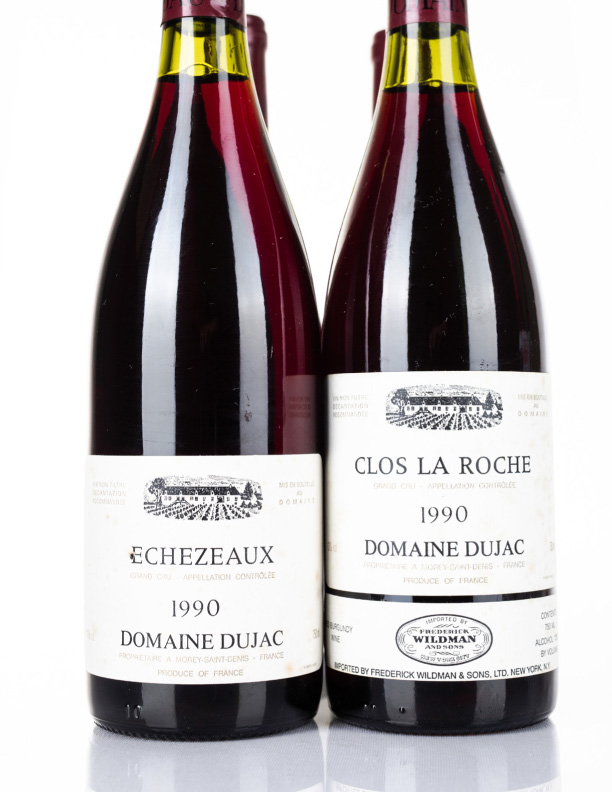 154, 162: 2 bottles 1990 Dujac Clos de la Roche in WC & 2 bottles 1990 Dujac Echezeaux