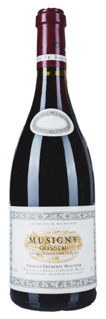 bottle of J.F. Mugnier Musigny 750ml, with vintage scrubbed off label